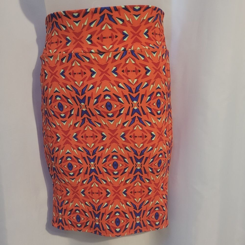 Lularoe LLR Cassie Pencil Midi Skirt Pull-On Abstract Tribal Boho Fall Print XS